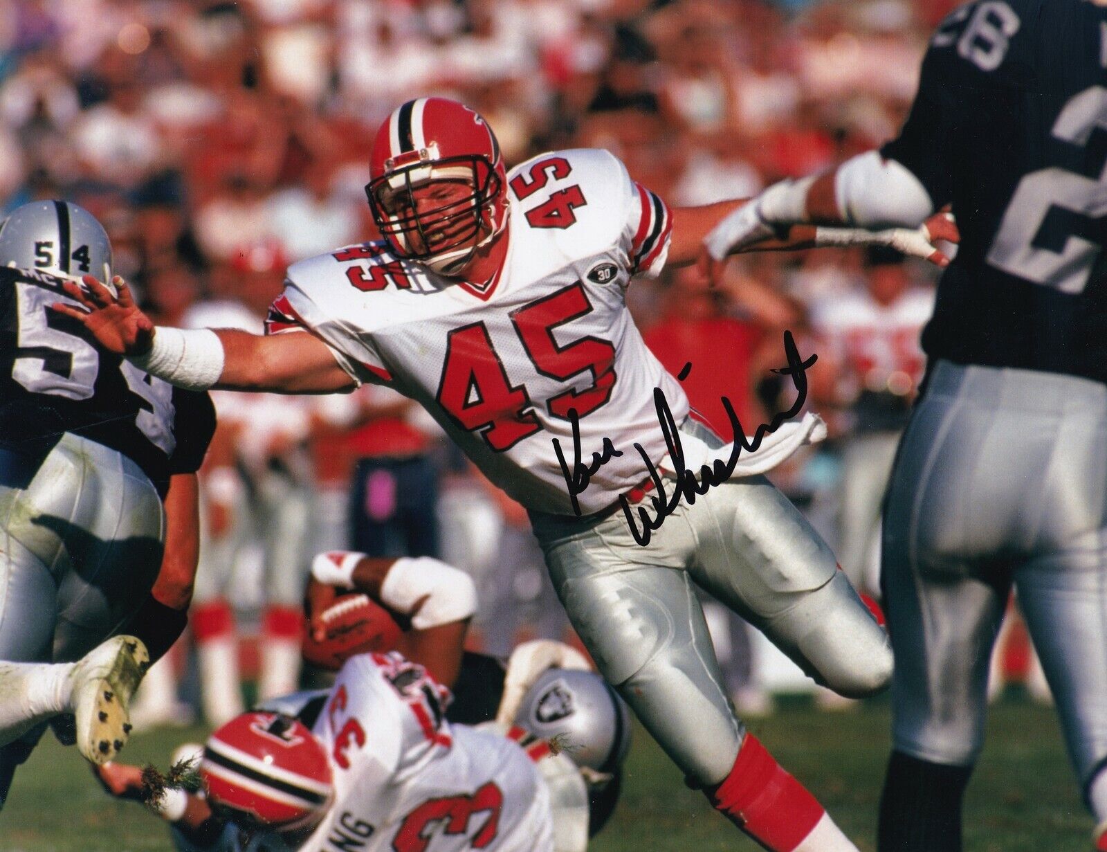 KEN WHISENHUNT ATLANTA FALCONS ACTION SIGNED 8x10