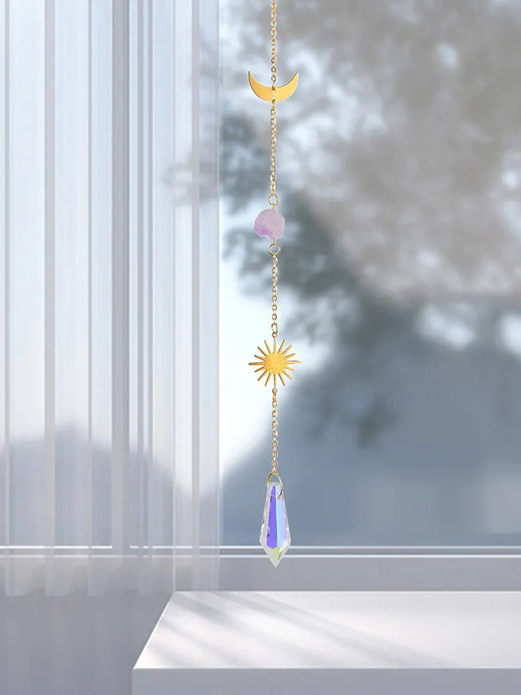 Crystal Wind Chime Star Moon Prism Hanging Pendant Home Garden Decorations