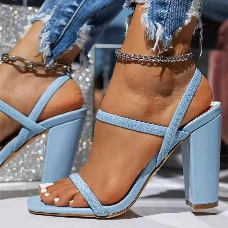 Fresh Green Orange Lace Up Sexy Sandals for Women Summer High Heel Shoes Square Toe High Heel Dress Sandal Big Size 43