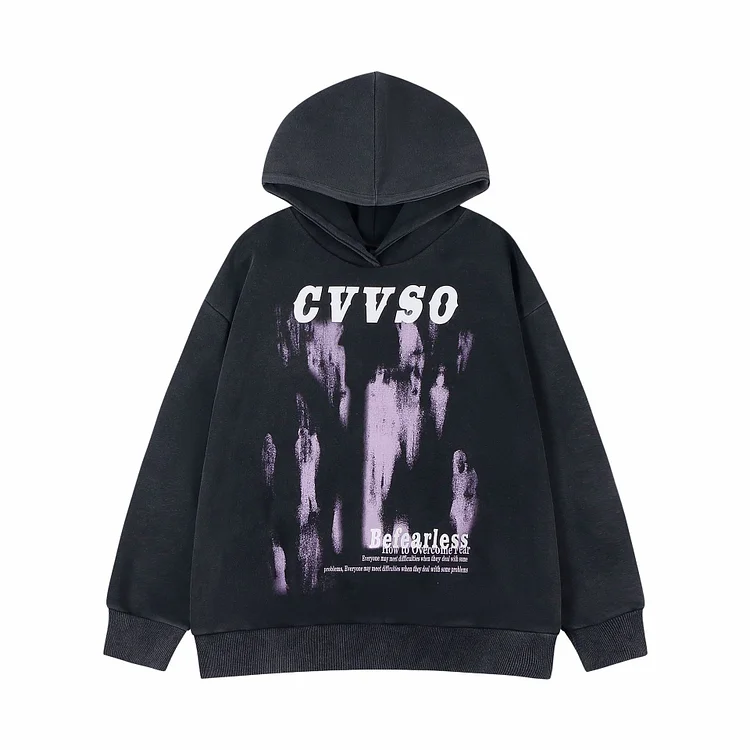 Hip Hop Print Hooded Sweatshirt Street Loose Hoodie at Hiphopee
