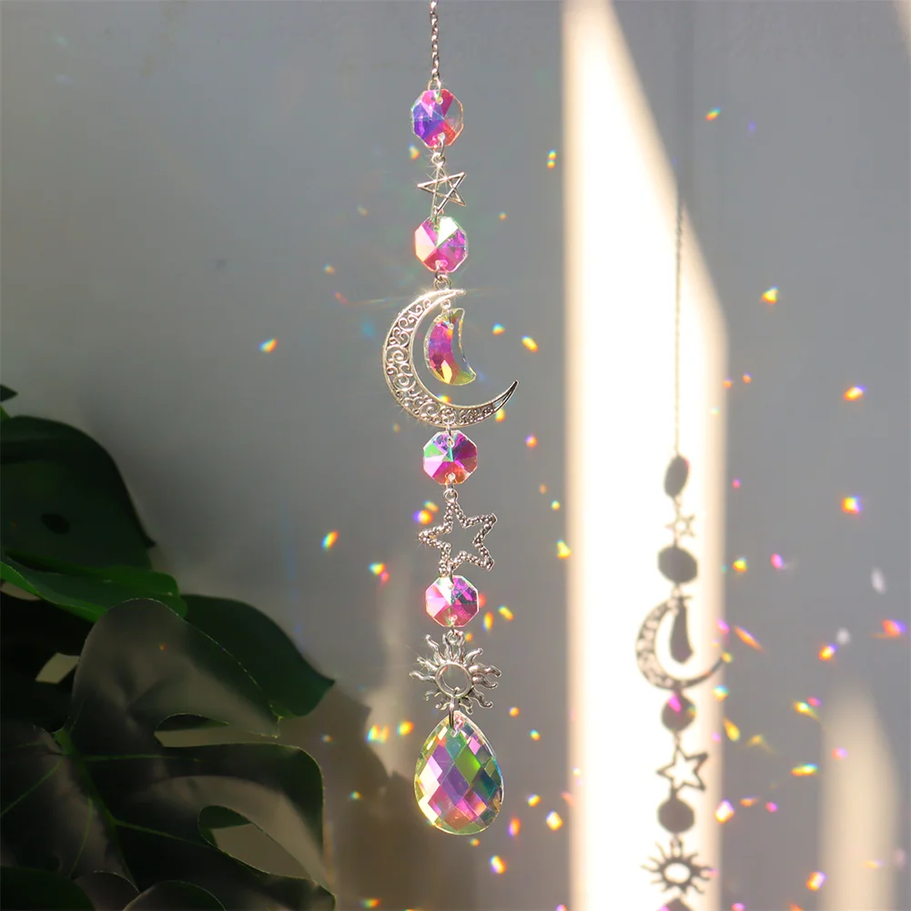 Crystal Wind Chime Prism Catchers Ornament Curtain Home Garden Pendant (B)