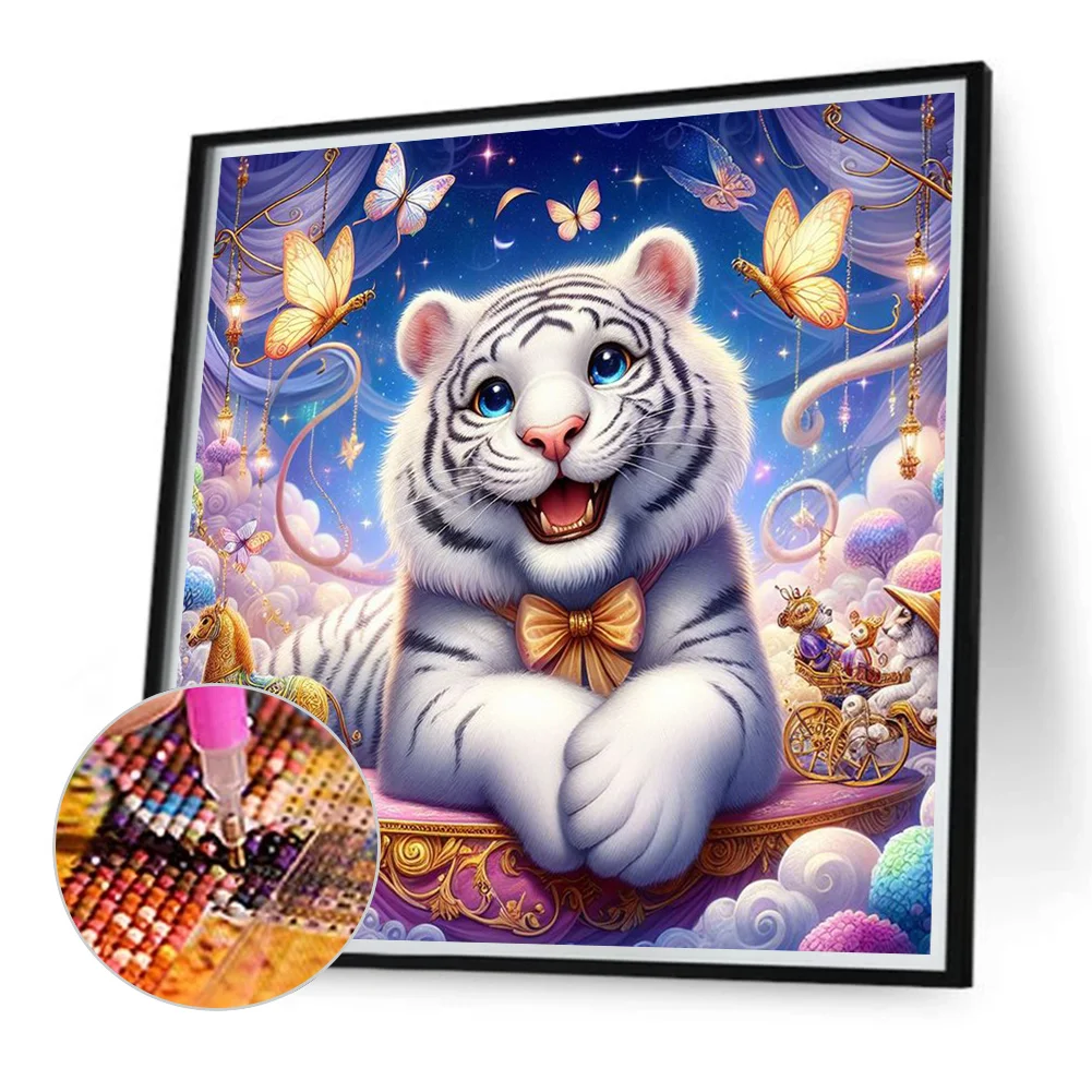 Diamond Painting - Full Round Drill - Flower Tiger(Canvas|40*40cm)