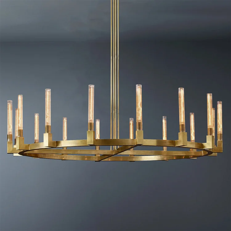 Cannele Linear Crystal Clear Round Chandelier Dining Room Light D72" Vjlight