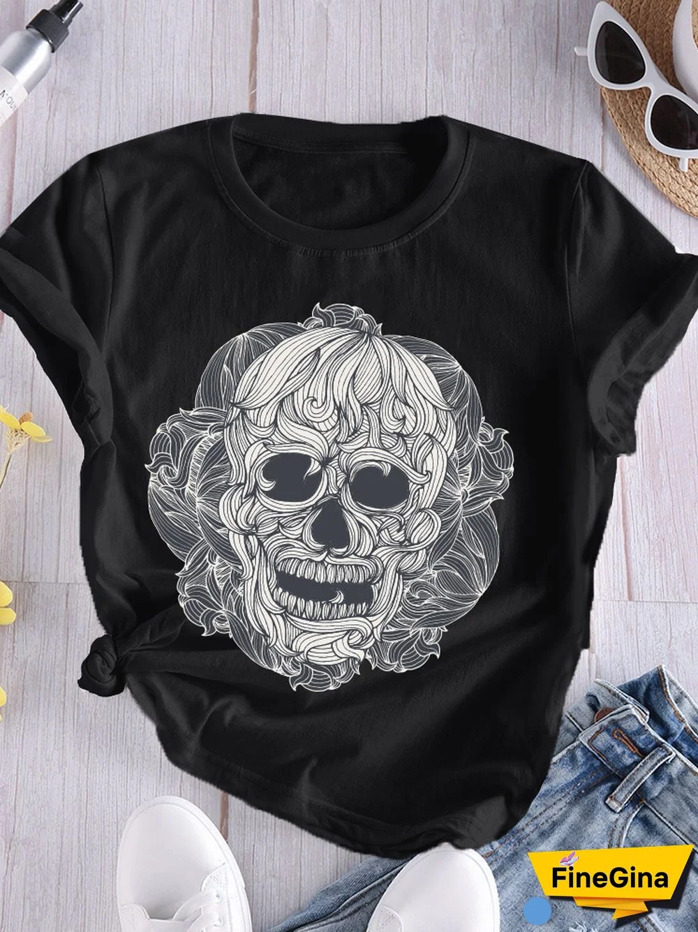 Gothic T-shirt For Women Streetwear Funny Print Hip Hop Short Sleeve T Shirt Harajuku Priority Money Printed Polyester Top Black