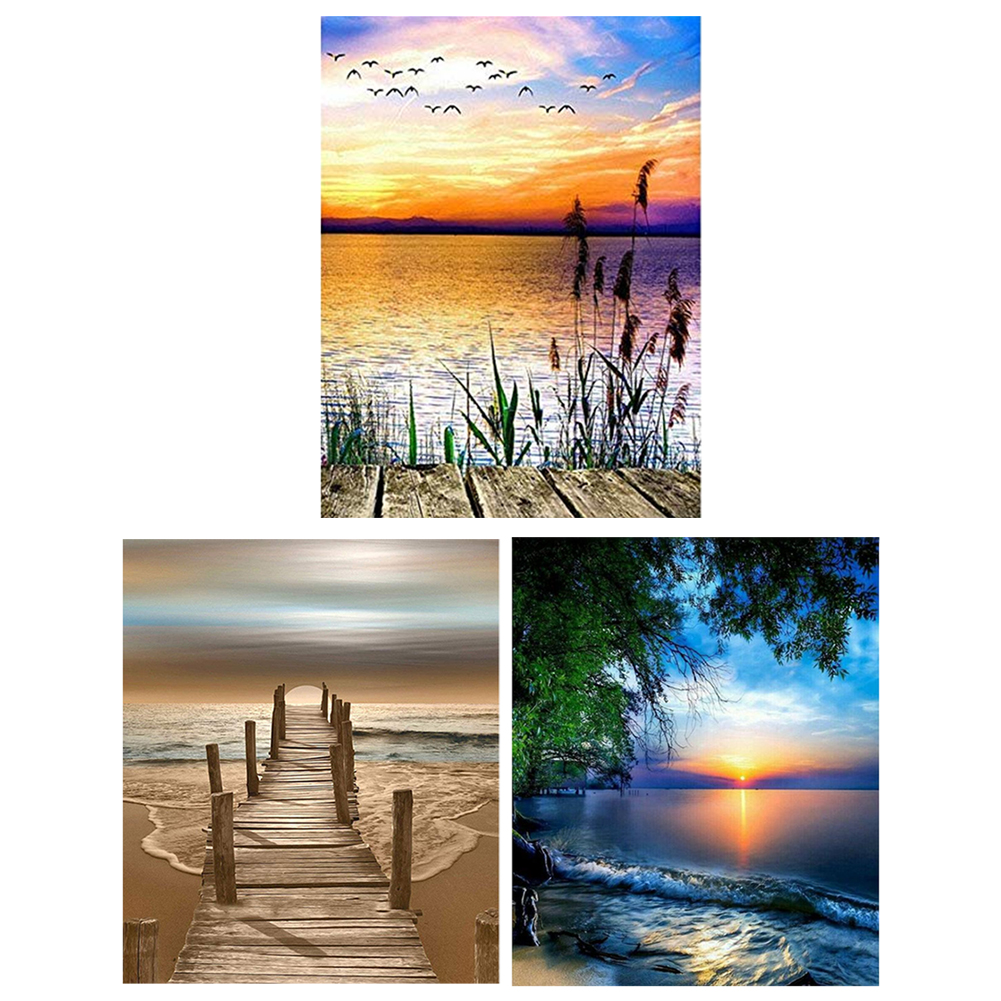 50 X 50cm 11CT Stamped Cross Stitch Kits DIY Seaside Printed Needlework