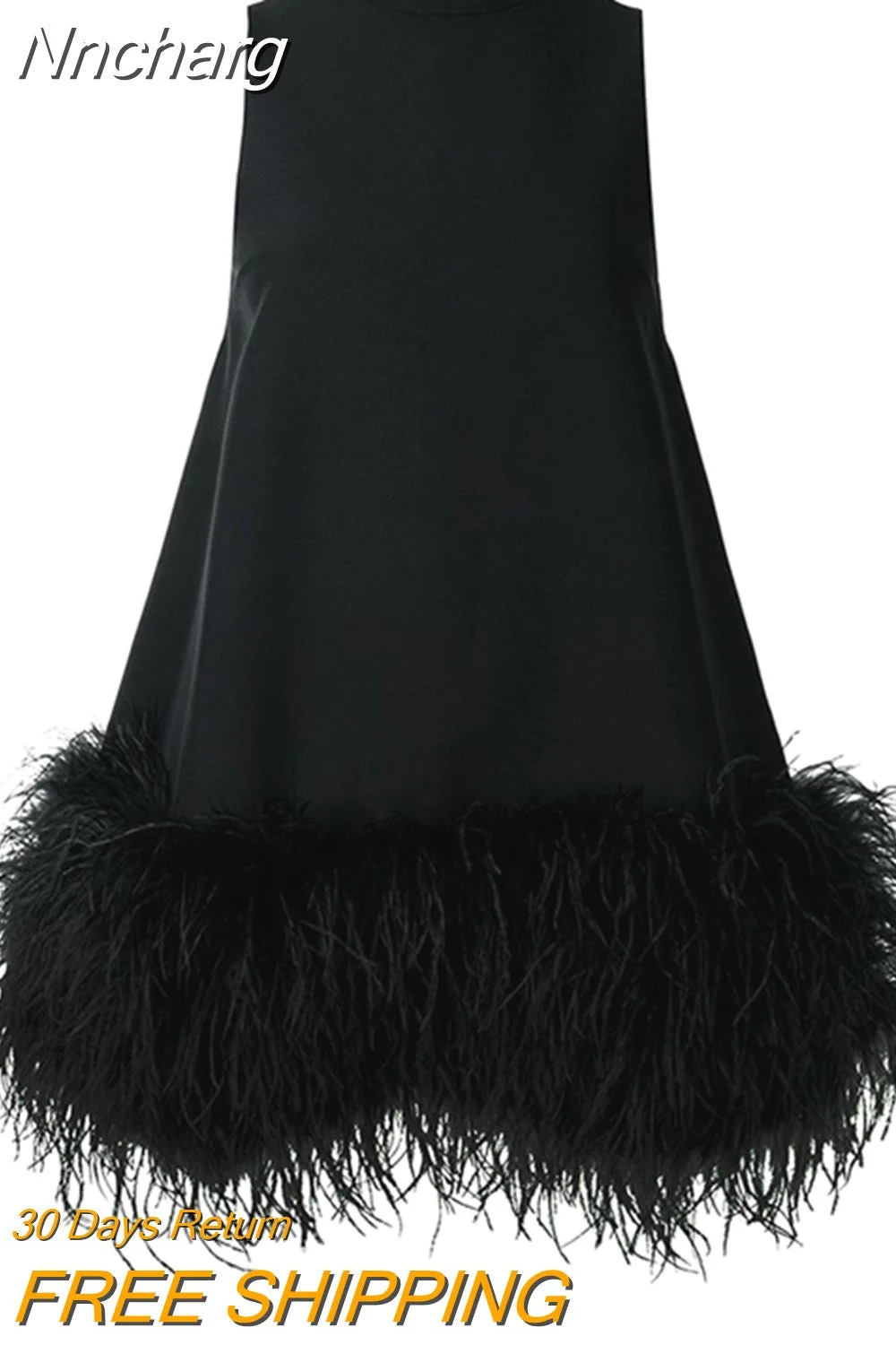 Nncharge Feather Fur Dress For Women O Neck Sleeveless Loose Tassel A Line Dresses Female Streetwear 2023 Summer Fashion New