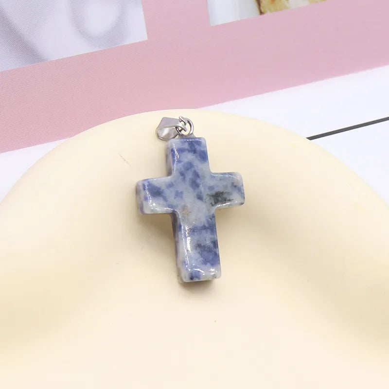 1 Piece 2.5*1.8cm Natural Stone Cross Pendant