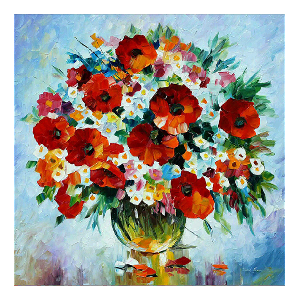 

30*30CM - Round Drill Diamond Painting - Big Red Flower, 501 Original