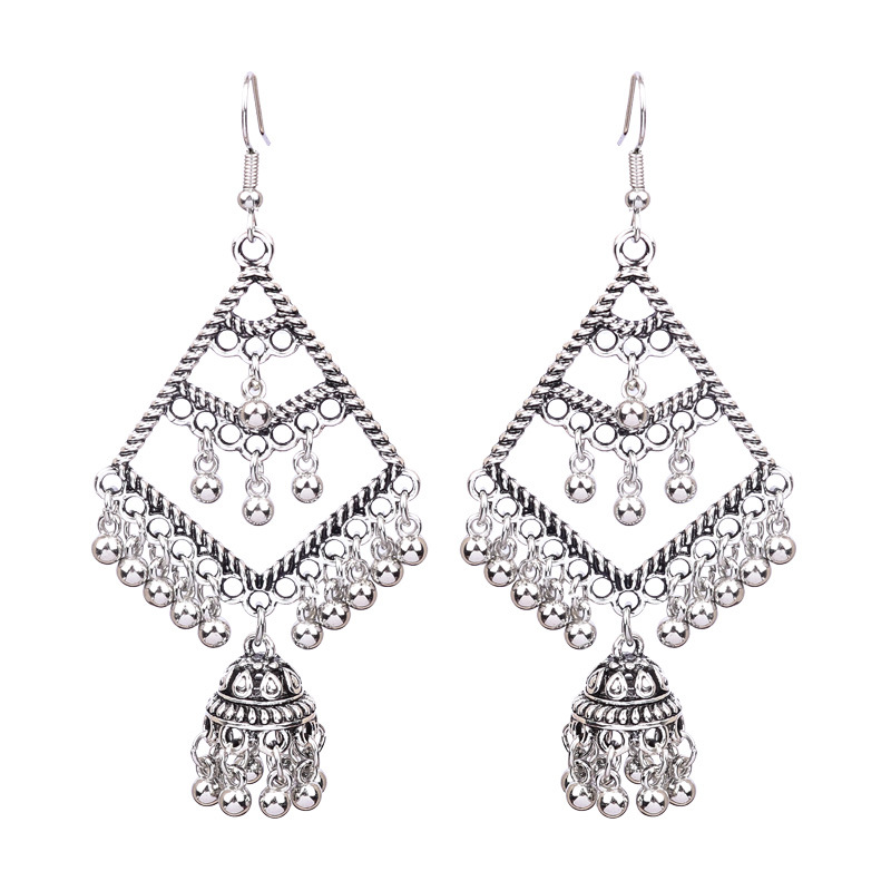 Women's Bohemian Hollow Tassel Rice Bead Earrings