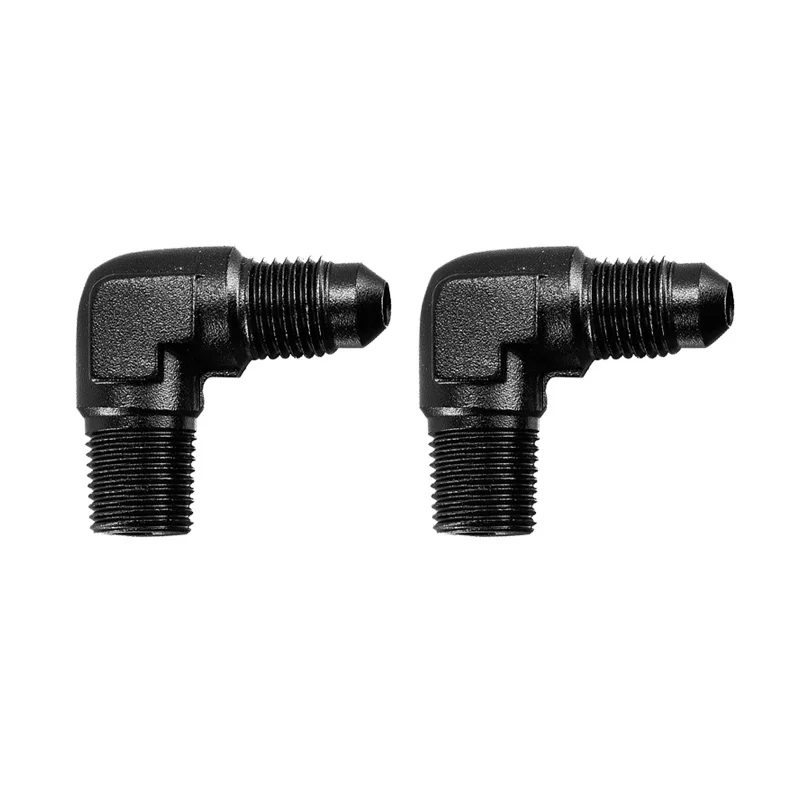 Alloyworks 2pcs 3AN Male Flare to 1/8" NPT Pipe 90 Degree Fitting Adapter Aluminum