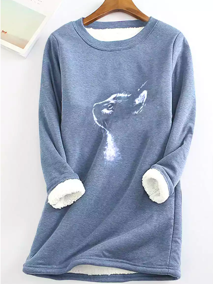 Crew Neck Casual Cat T-Shirt