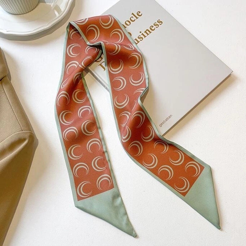 Women’s Sweet Letter Plaid Flower Silk Scarf Printing Hair Band