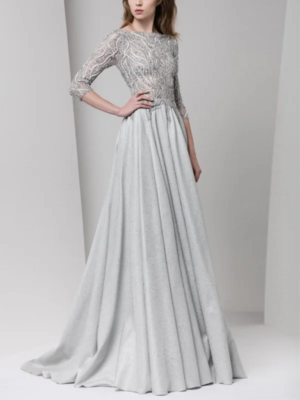 Round Neck Mesh Maxi Dress