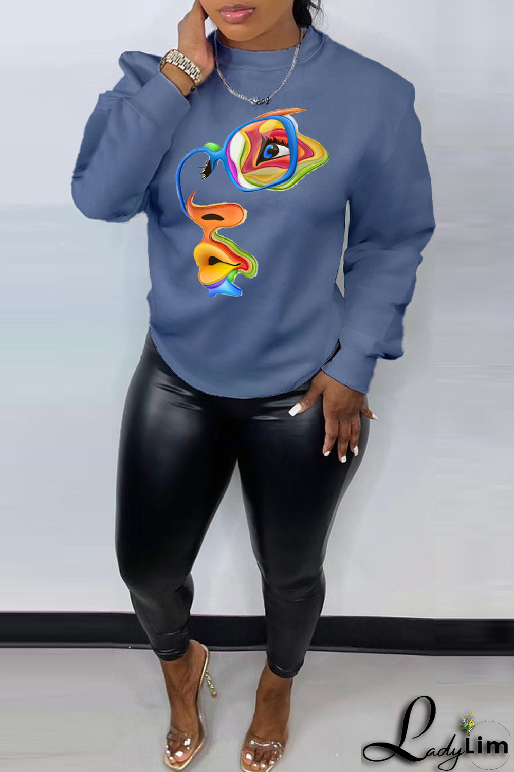 White Street Daily Print Patchwork O Neck Tops