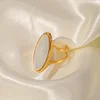 White Shell Oval 18K Golden Ring