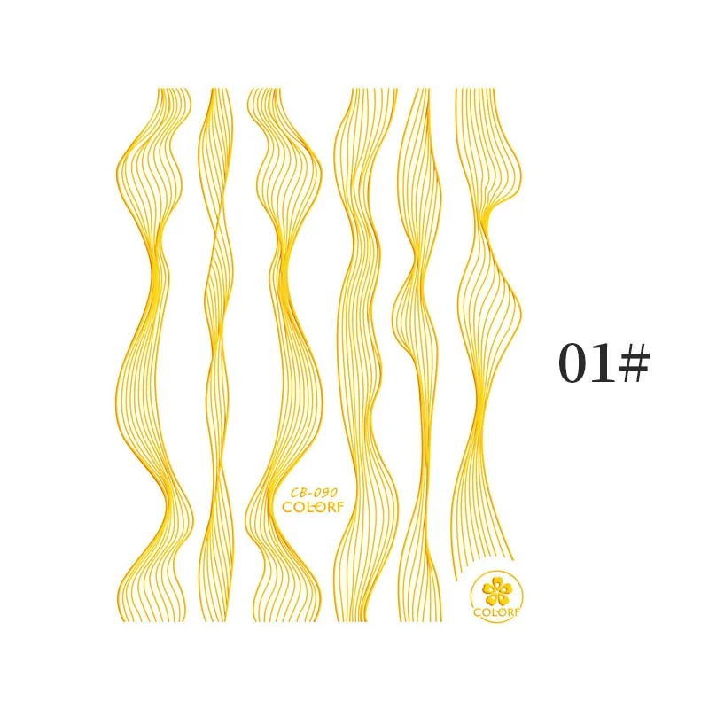 1pc Black White 3D Nail Stickers Metal Gold Silver Geometric Tassel Strip Line Adhesive Transfer Decals Nail Art DIY Design