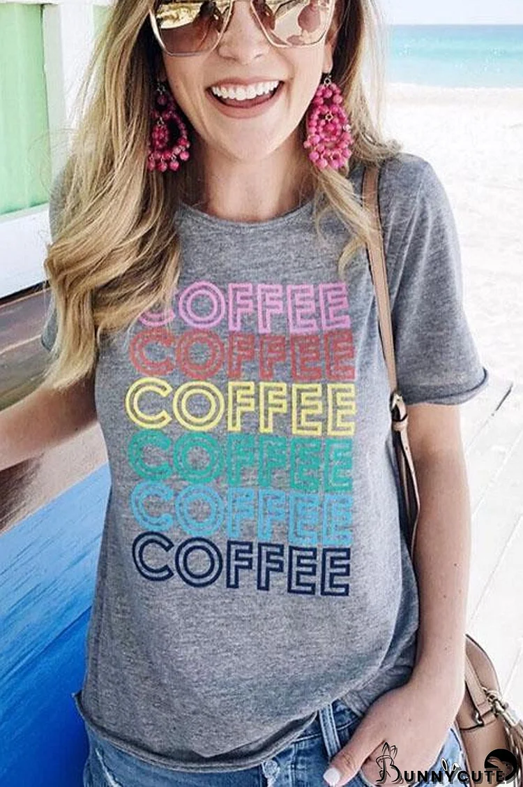 Coffee Letter Print T-shirt