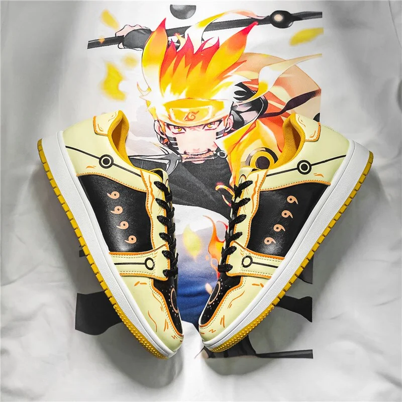 Men's Anime Sneakers Men and Women Fashion Casual Breathable Vulcanized Shoes Cosplay Cool Low Top Yellow Skateboarding Shoes