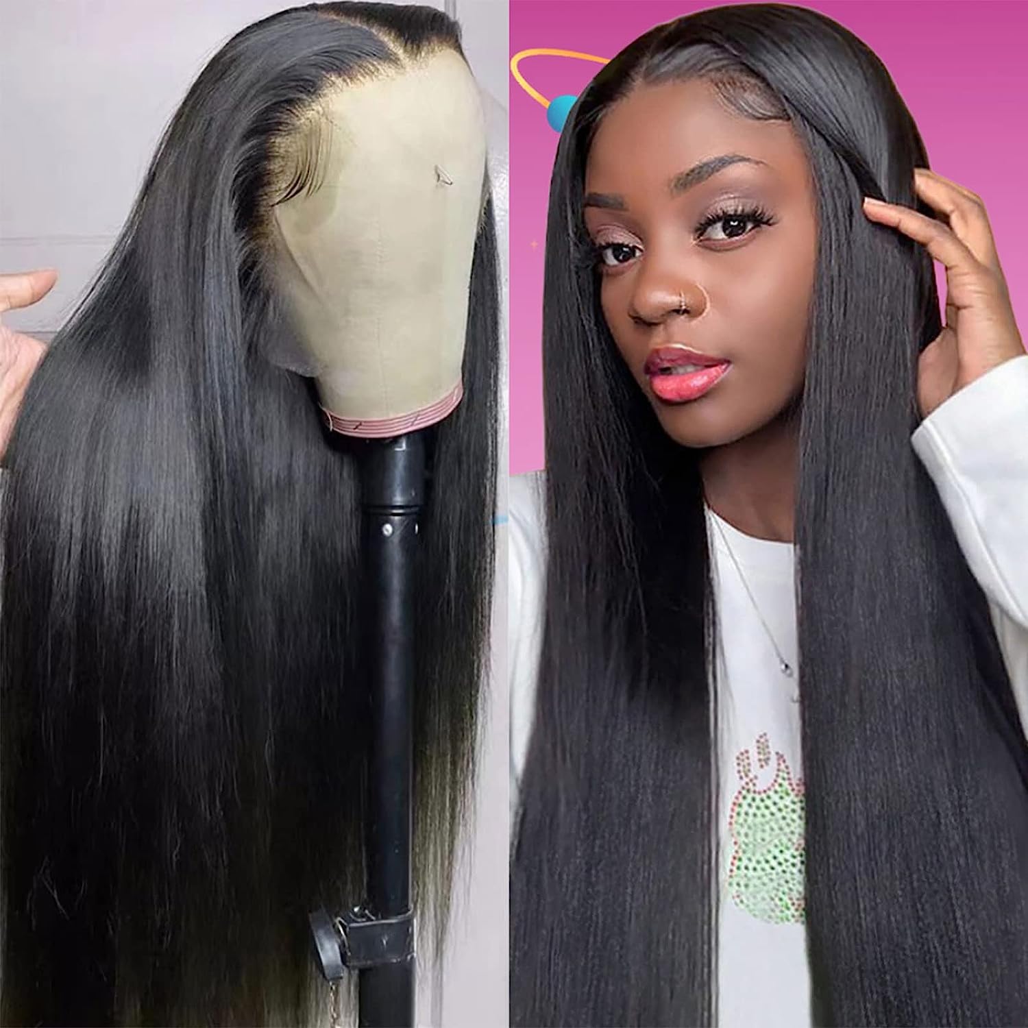 13X4 13X6 Transparent Lace Frontal Wigs 200% Density Straight Pre Plucked Vrigin Human Hair Wigs