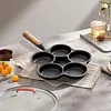 5 Round Holes Egg Frying Pan Cast Iron Omelet Pan for Gas Stove Induction Cooker