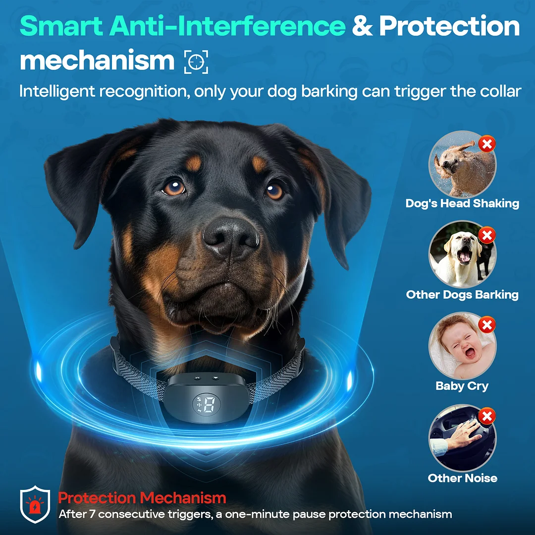 BEBANG Adjustable Waterproof Bark Collar with USB Charging, Black