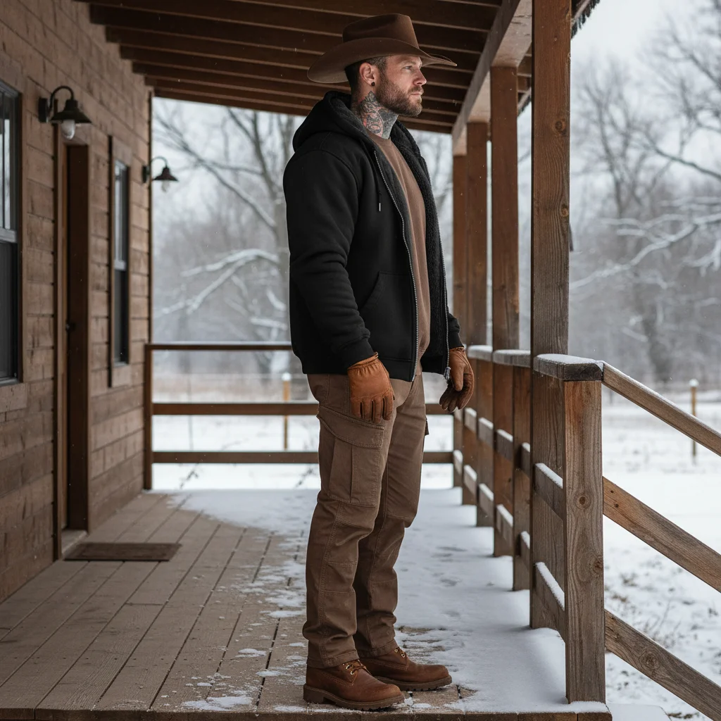 Men's Vintage Fleece Pocket Full Zip Long Sleeve Hoodie Jacket