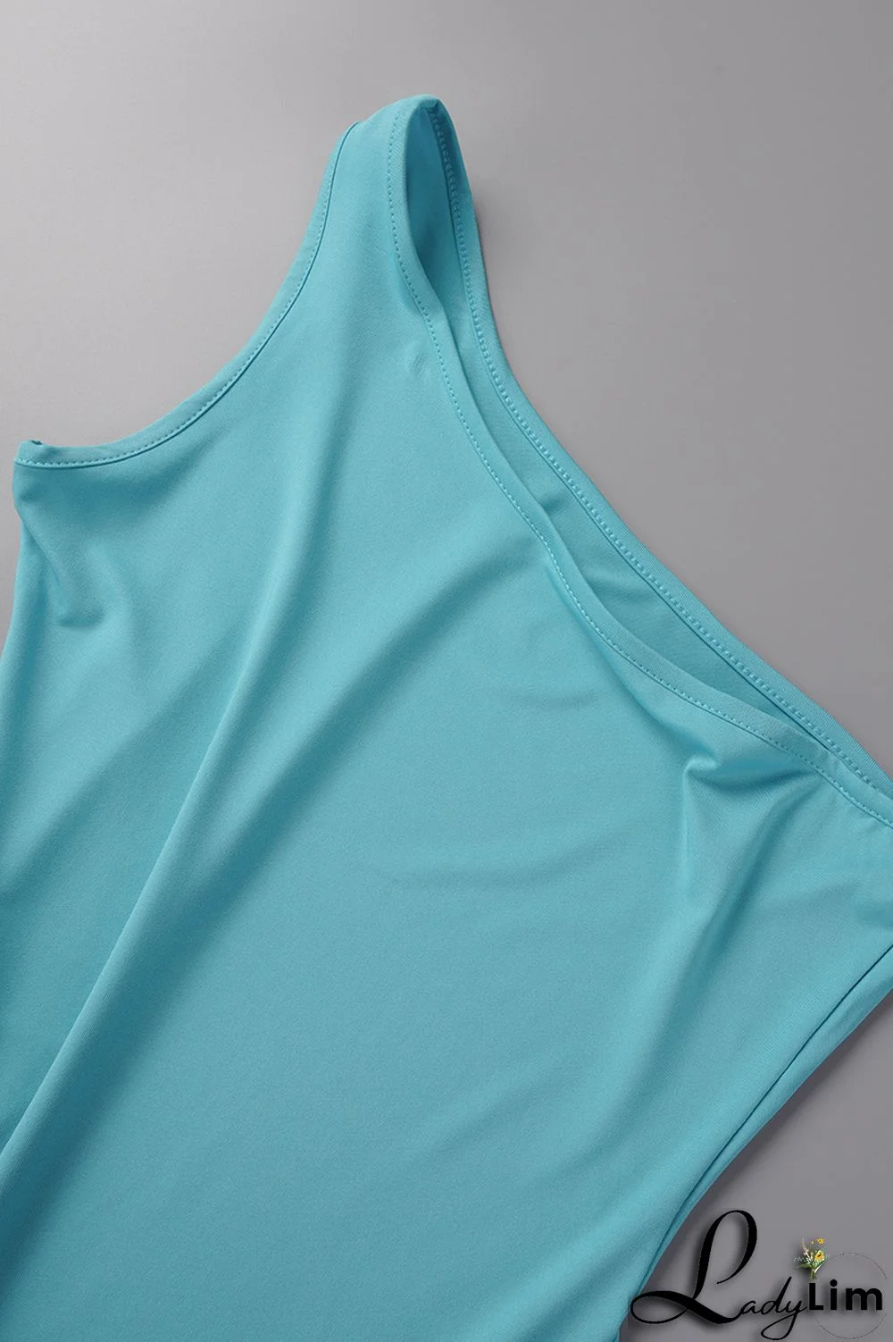 Yellow Sexy Patchwork Backless Contrast One Shoulder Sleeveless Dress Dresses