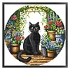 Black Cat In Garden-11CT Stamped Cross Stitch 37*37cm/14.57*14.57in