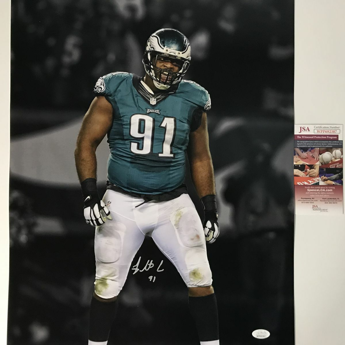 Autographed/Signed FLETCHER COX Philadelphia Eagles 16x20 Photo Poster painting JSA COA Auto #2