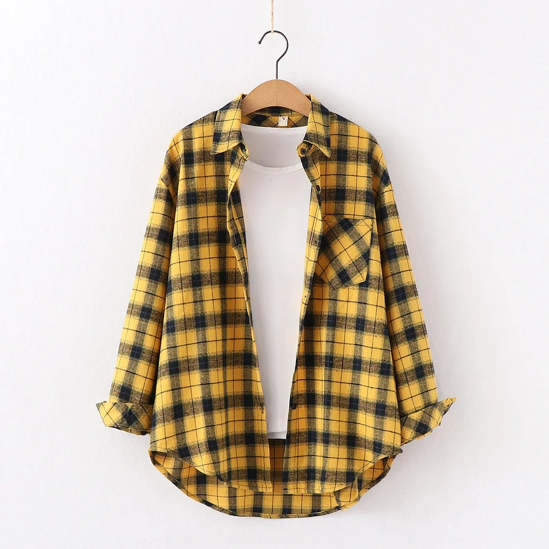 2021 New Women Tops Exquisite Cotton Flannel Plaid Shirt Women Loose Blouses Ladies Long Sleeve Blouse Casual Shirts Blusas