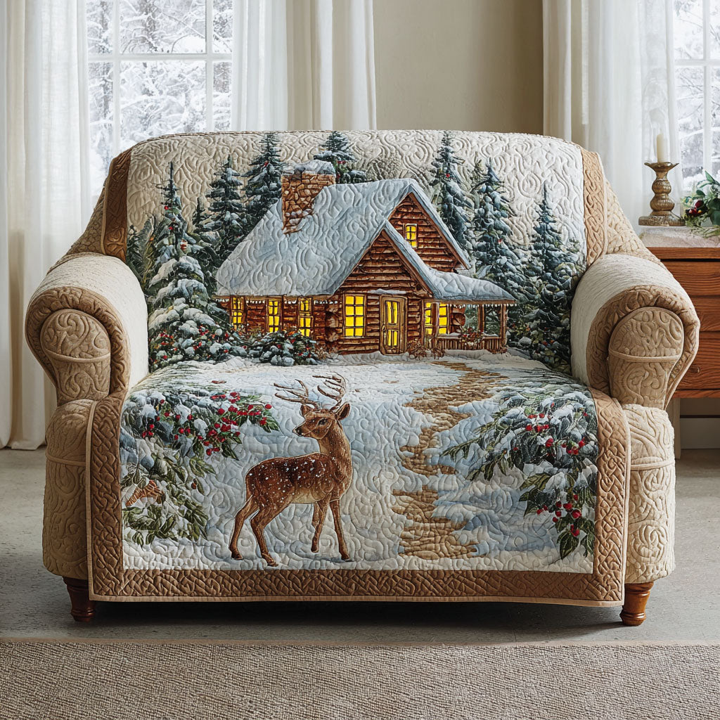 Deer Cabin Quilted Sofa Cover NCU0TV876 everthome