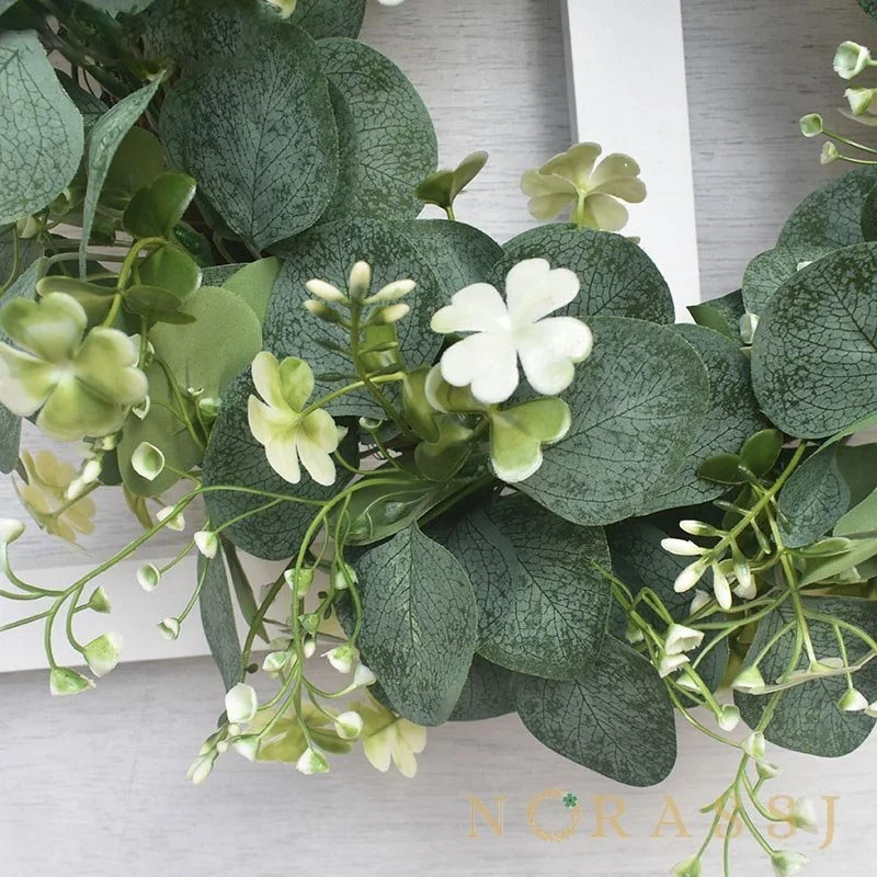 Simulation garland eucalyptus four-leaf clover door knocker