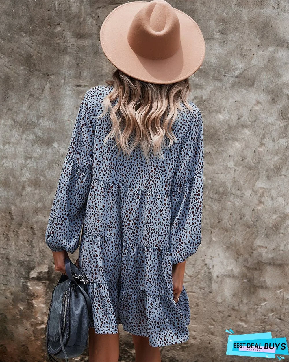 European and American Long Sleeve Fashion Women's Leopard Print Dress