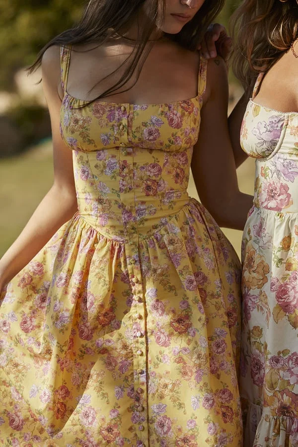 BUTTER PRINT MIDI SUNDRESS