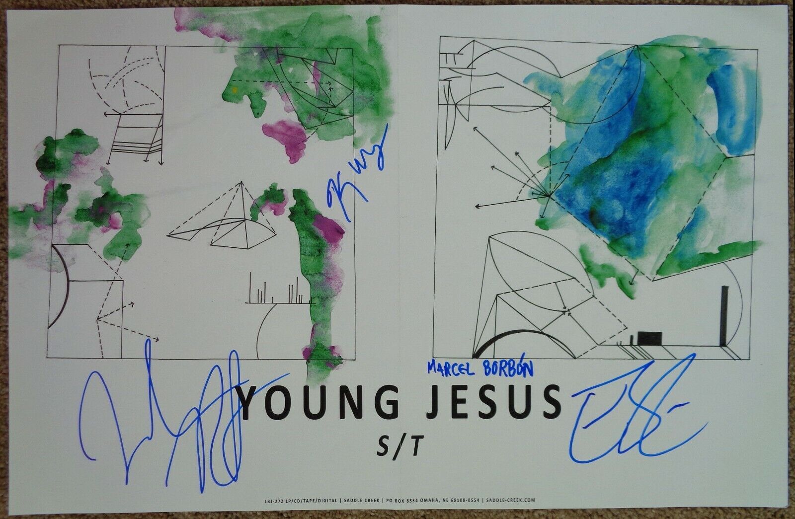 Signed YOUNG JESUS S/T Album POSTER All 4 In-Person w/Proof Autograph