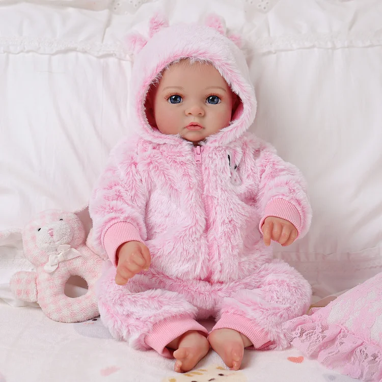 Babeside Cail 17'' Awake Reborn Baby Doll Blue Eyes Girl Cute Pink Bunny