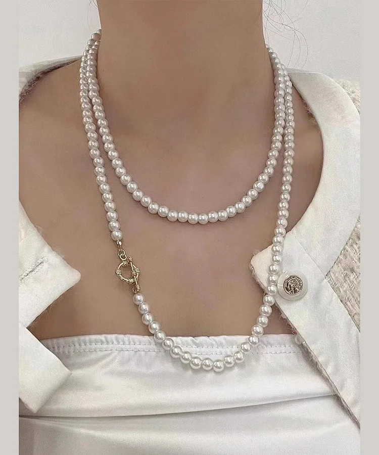 OT Buckle Light Luxury Long Pearl Necklace