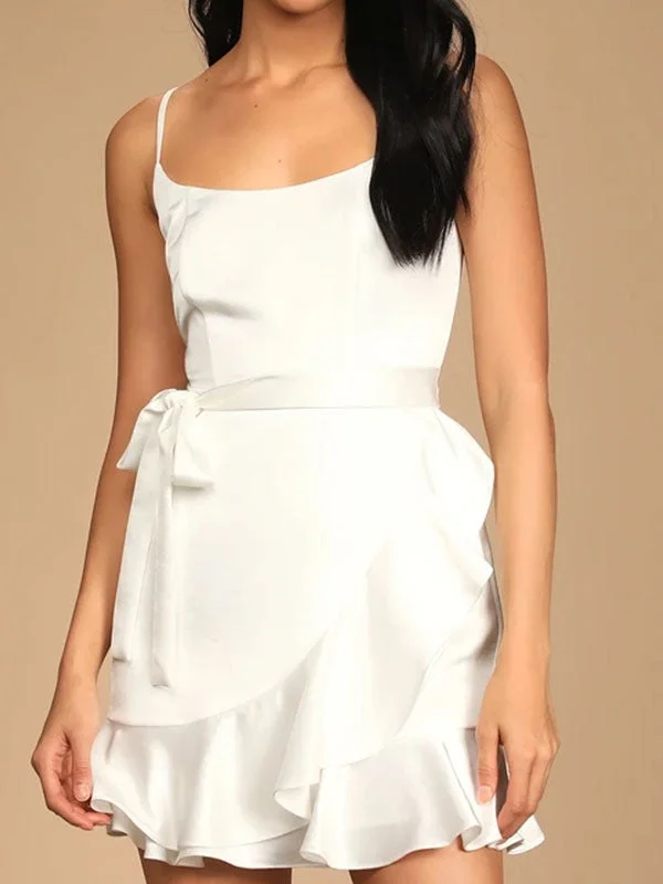Thin straps ruffle dress