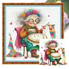 Weird Sewing Granny-11CT Stamped Cross Stitch 40*40cm/15.75*15.75in tapestrymarket