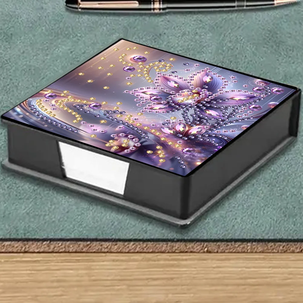 PU Flowers Diamond Painting Notecard Box with Papers for DIY Art Craft