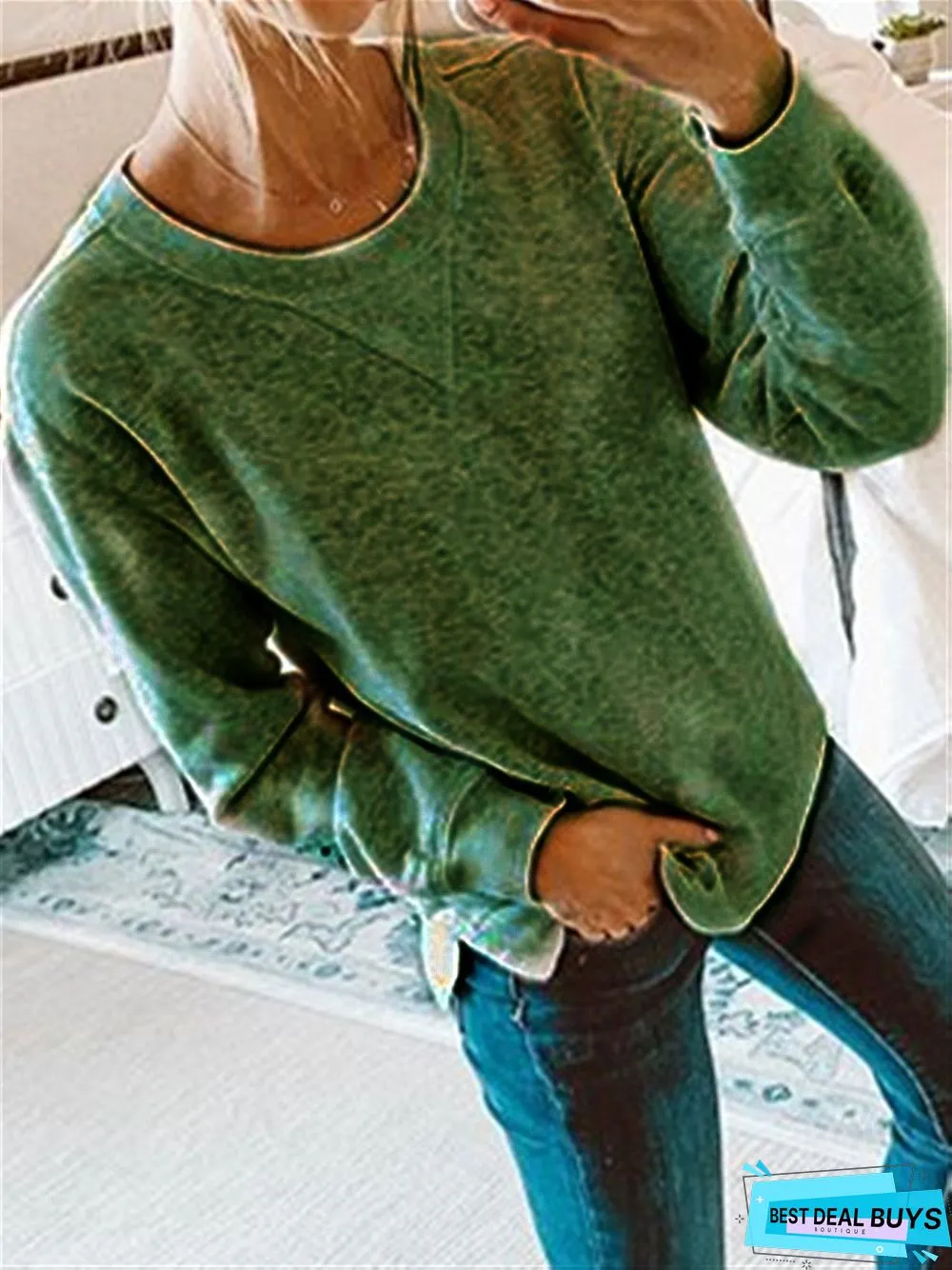 Fashion Autumn Casual Cotton Long Sleeve Crew Neck Sweaters
