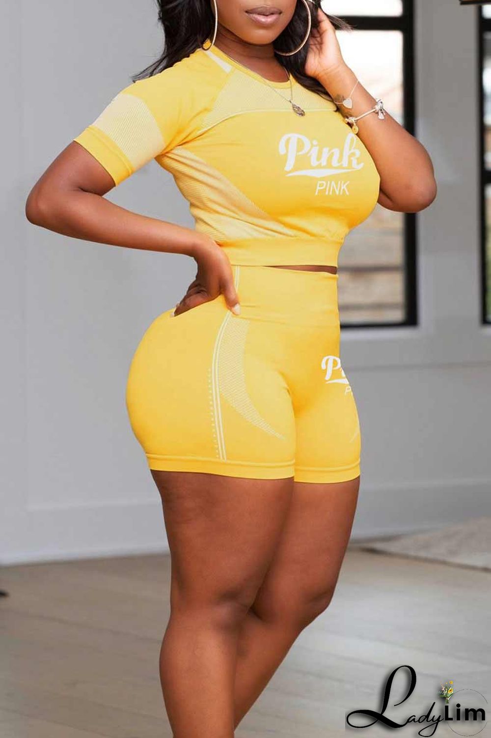 Black Casual Sportswear Print Patchwork O Neck Short Sleeve Two Pieces