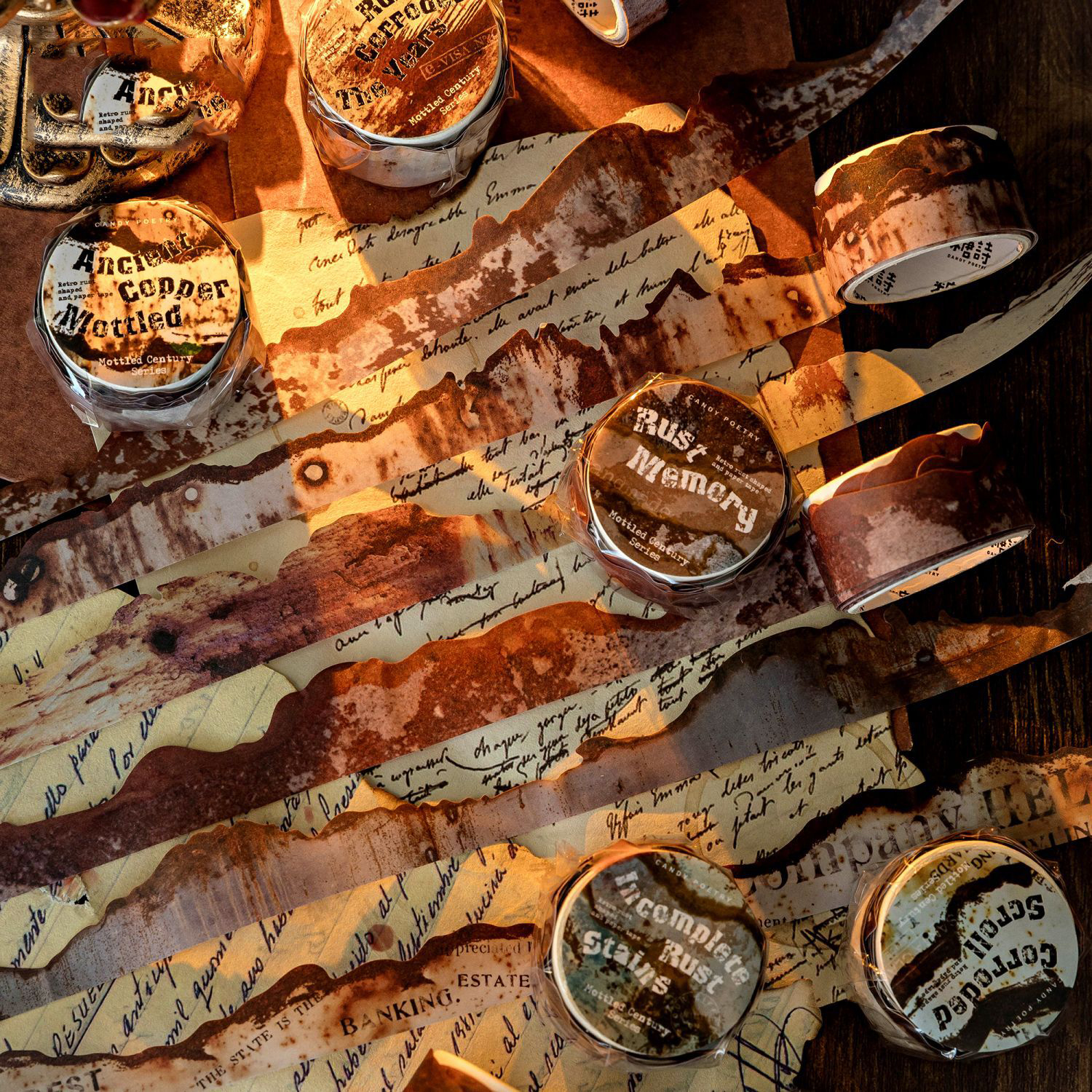 와시 테이프 - 얼룩덜룩한 센추리 시리즈 빈티지 버닝 디스트레스드