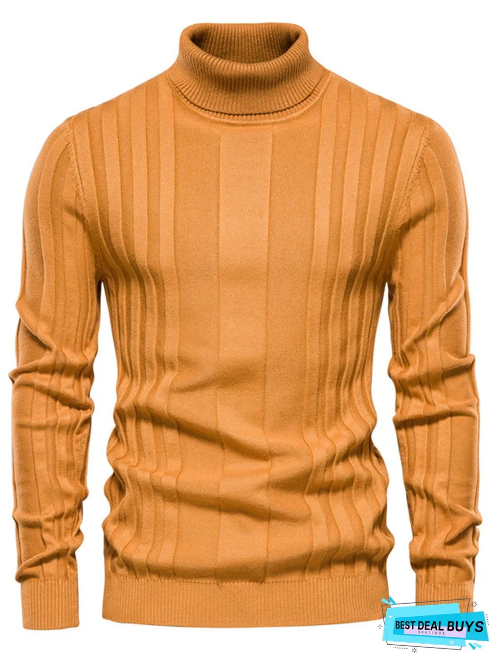 Men's Turtleneck Casual Knitted Solid Color Pullover Sweater