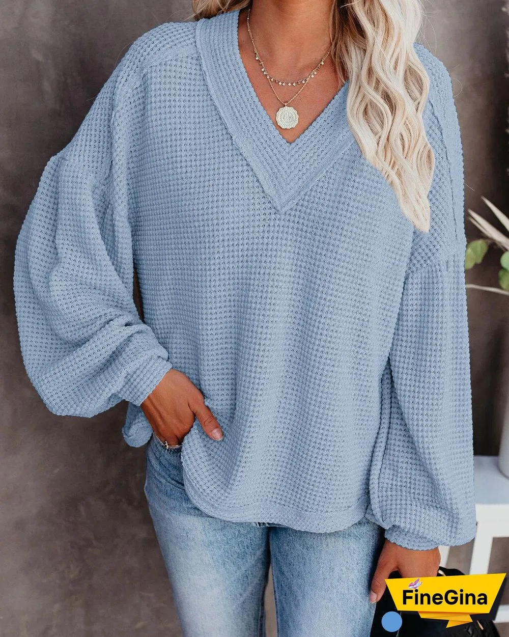 Ladies Sweater V Neck Knitted Pullovers Autumn Winter Lantern Sleeve Solid Warm Halloween Sweaters Loose Women's Jumper