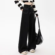 Swag Outfits – Black Wide Leg Jeans Women High Waist Streetwear Baggy Straight Denim Pants Autumn Korean Fashion Casual Y2K Vintage Trousers | Buyergood