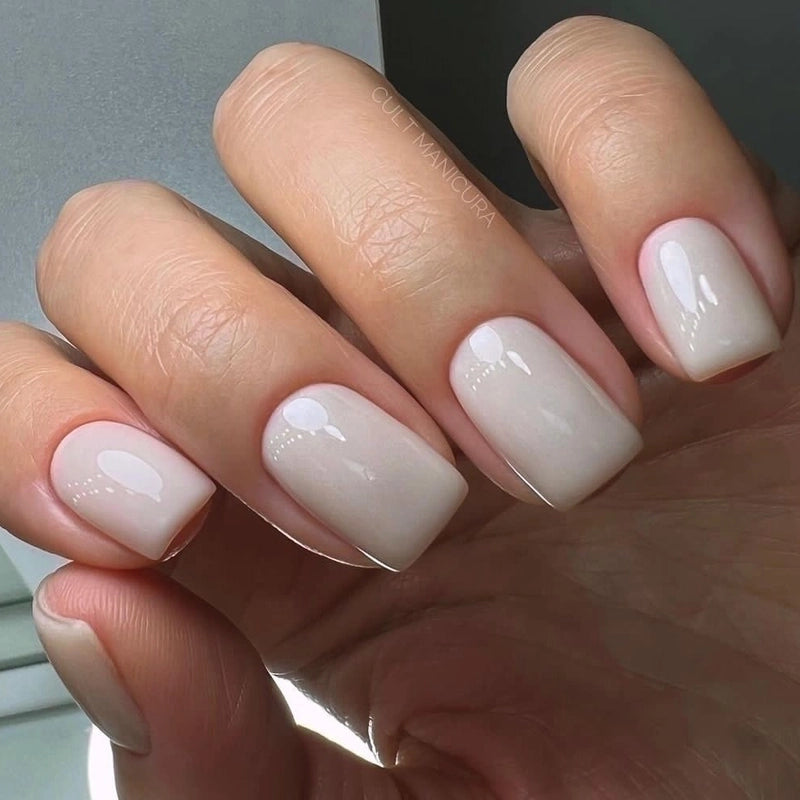 French Style Minimalist Solid Color Plastic Nail Patches 1 Set