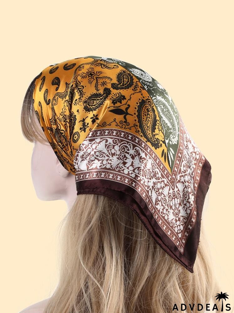 Color Block Paisley Pattern Scarf