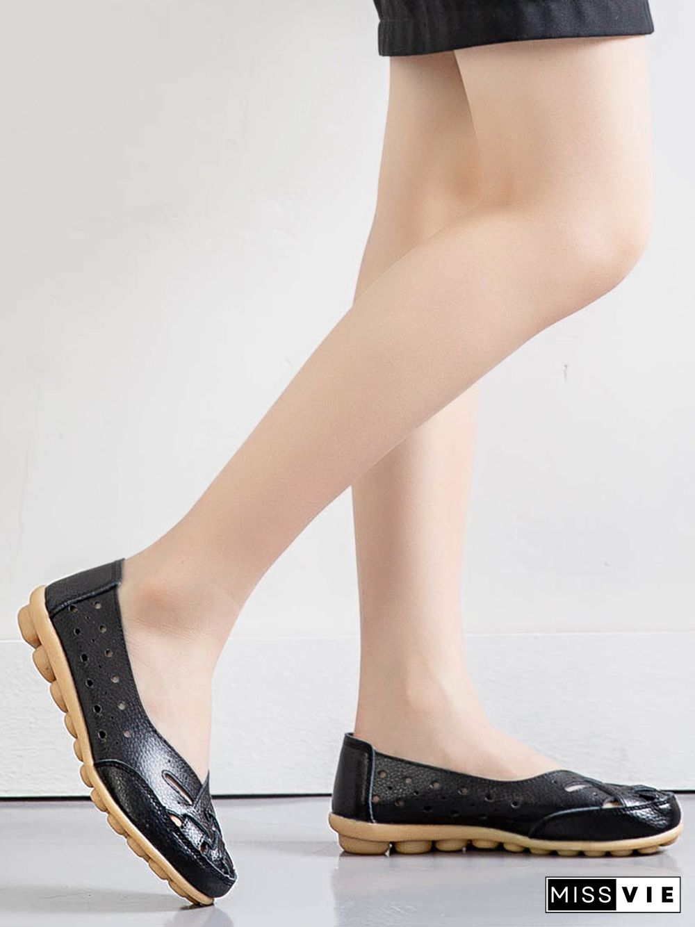 Hollow Leather Soft Sole Shoes