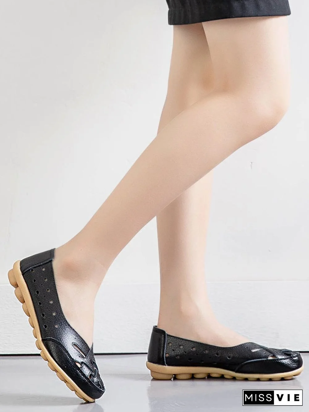 Hollow Leather Soft Sole Shoes